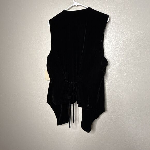 New Coldwater Creek Size XL Velvet Waterfall Open Front Vest Tie Back Sleeveless - Picture 6 of 11